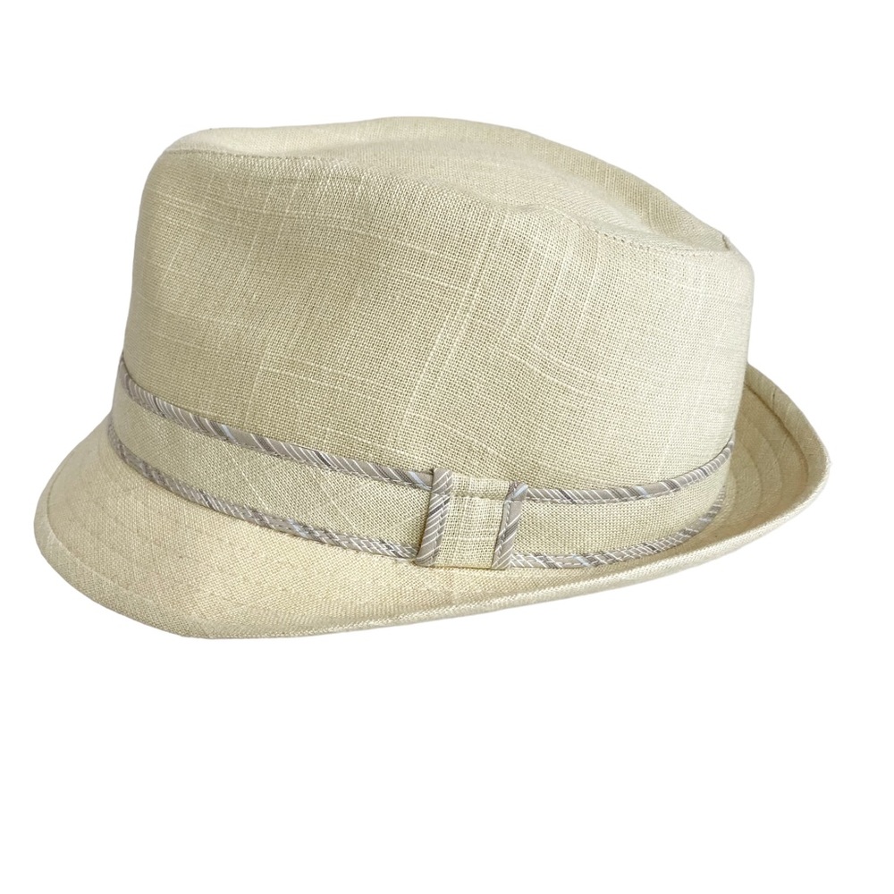 Cappello fedora linen cotton blend size 22” interior ivory